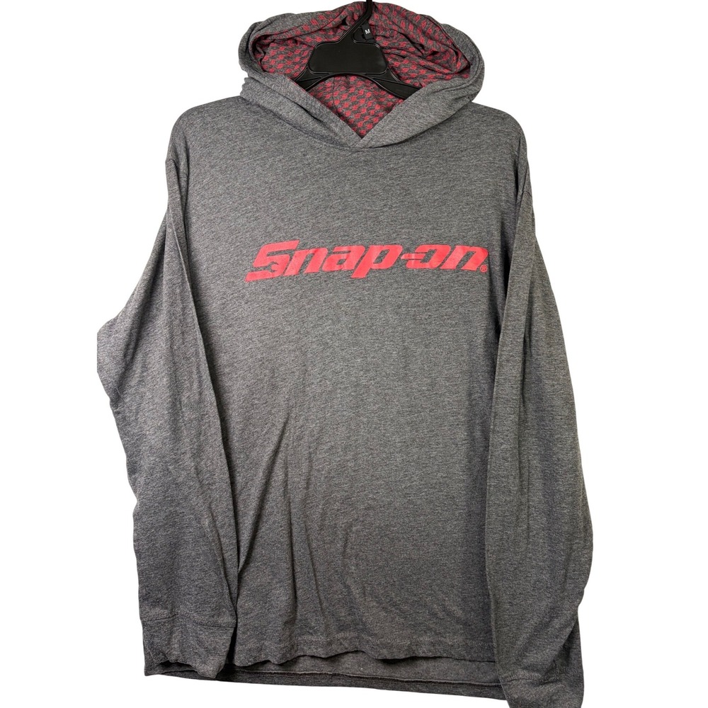 Snap-on Hooded T-Shirt Mens Large Gray Excellent Long Sleeve Logo Pullover